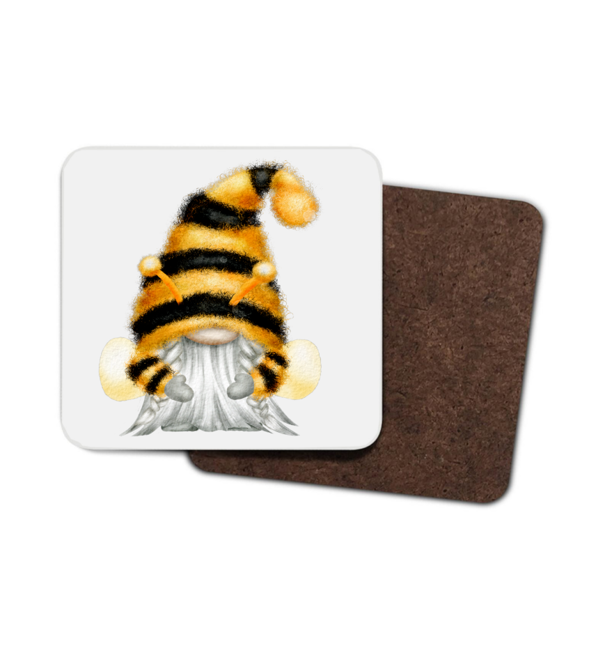 Bee Gnome Hardboard Coaster, Bee Coaster, Gonk Bee Coaster